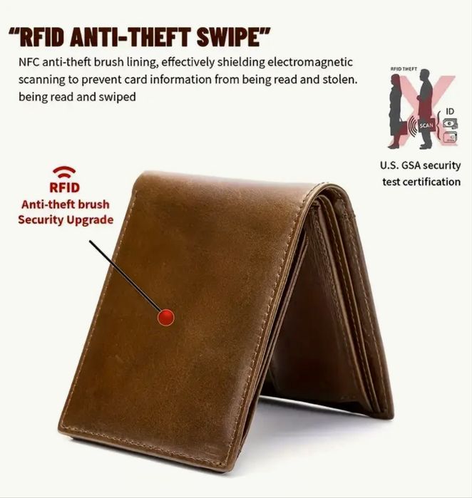 Висококачествен/Професионален и голям мъжки кожен портфейл със защита!