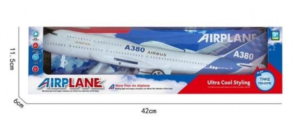 Механичен самолет AIRBUS A380 с музика и светлини
