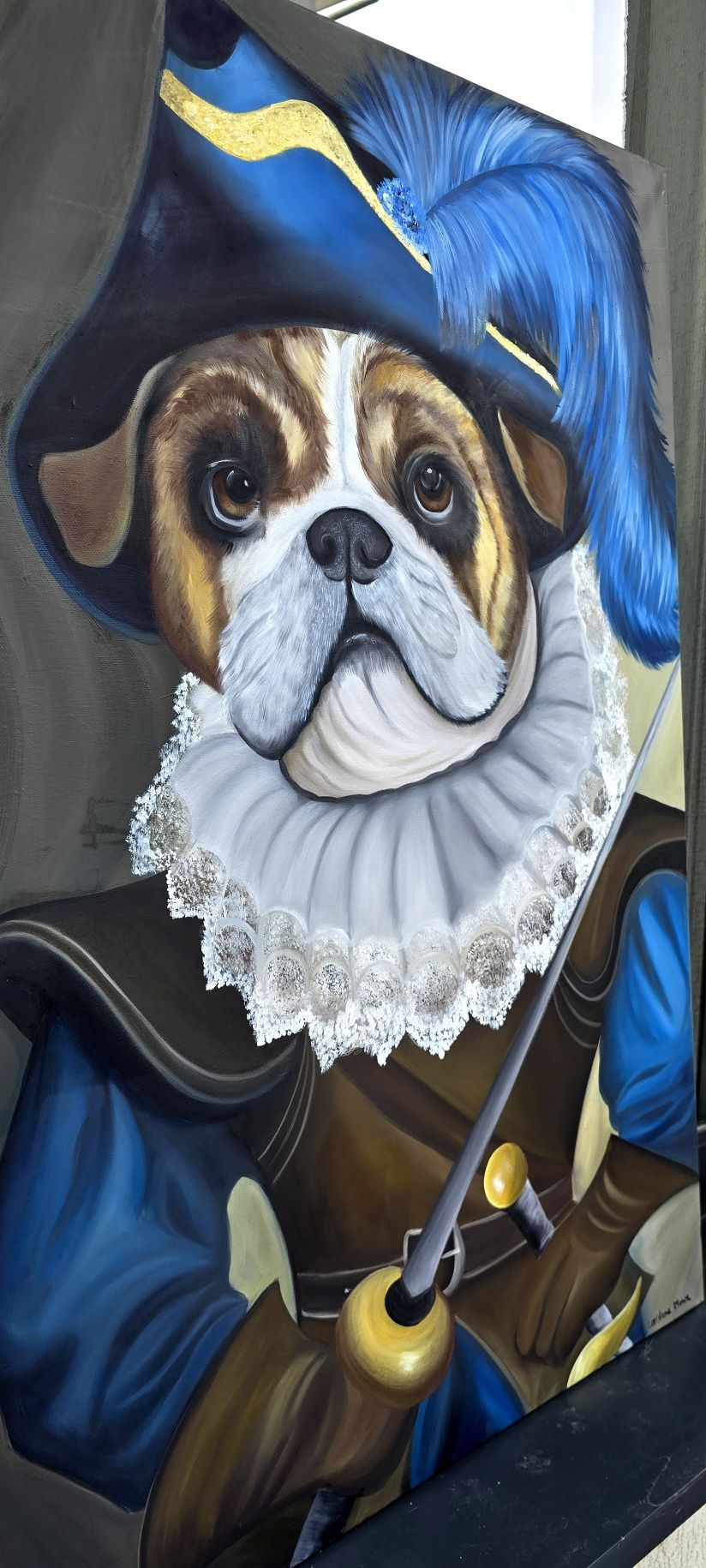 Tablou pictat din ulei pe panza Caine Bulldog