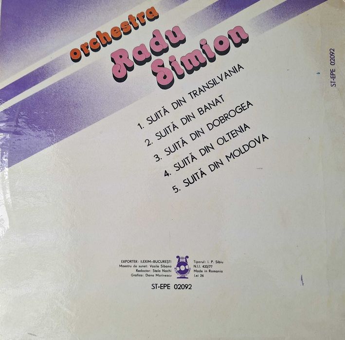 Disc Vinil Orchestra Radu Simion - Suite din Folclorul Românesc