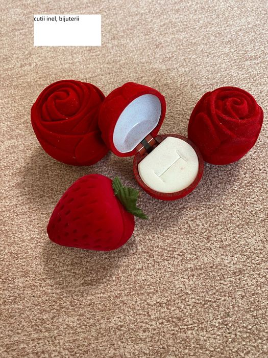Lot cutie inel logodna bijuterii cercei model trandafir inima scoica