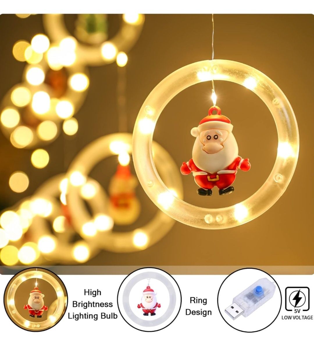 BLOOMWIN Lumini pentru fereastră de Crăciun 3m x 0,65m LED Cortina