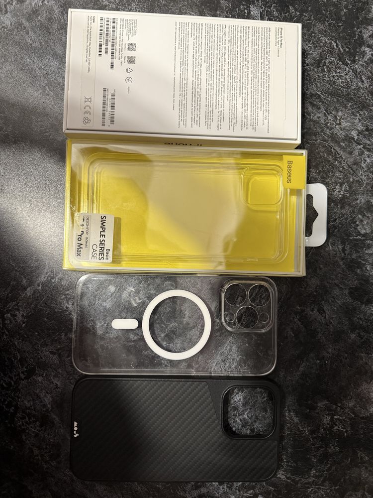 Изгодно! Кутия и оригинален кабел + 3 кейса за iPhone 14 Pro Max