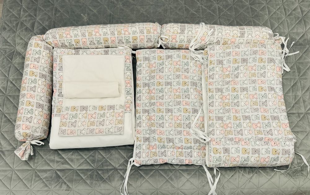 Set lenjerie PREMIUM pătuț fetițe – 6 piese, bumbac 100%, 60×120