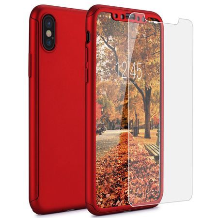 Huse 360 de grade Premium pentru iPhone X, Full Body, Red