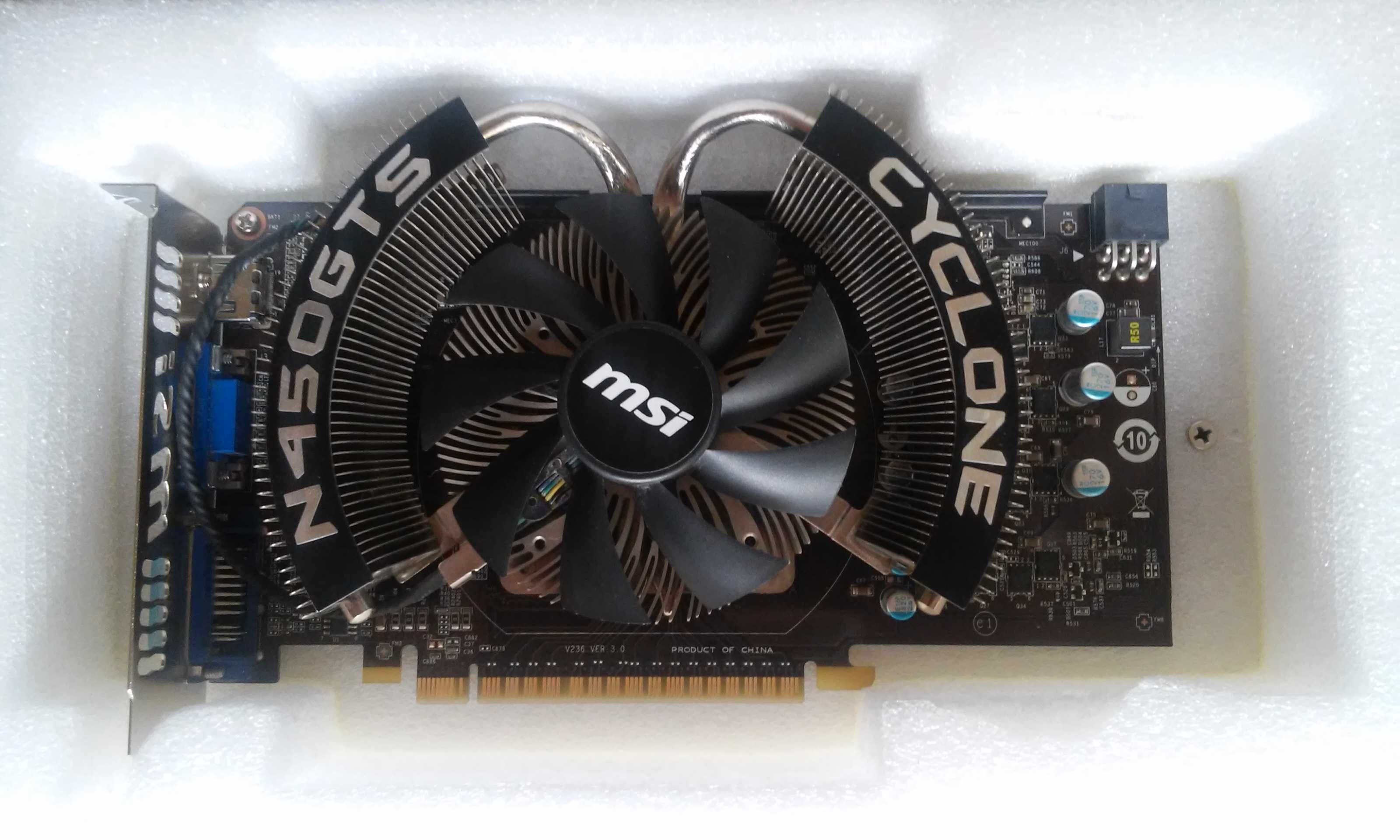 Видеоплата MSI N450GTS Cyclone 1GD5: PCI-E, DirectX 11, 1 ГБ (2012)