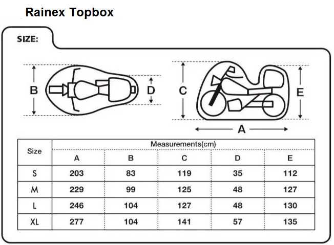 Покривало за мотор с куфар Topbox OXFORD RAINEX водоустойчиво