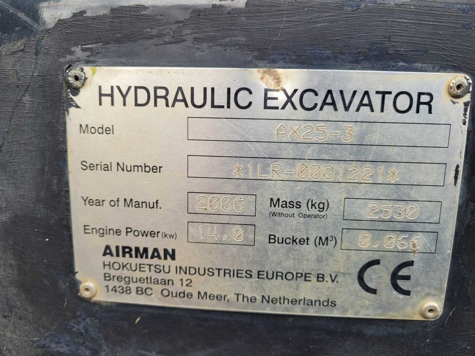 Mini excavator Airman AX25-3 TVA DEDUCTIBIL