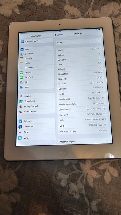 iPad Wi-Fi/Verizon a 4-a generație, 16 GB, alb