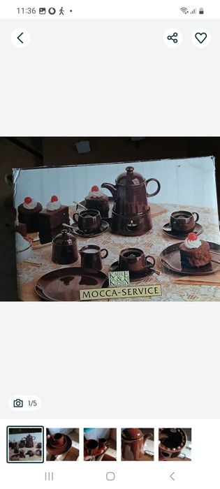 Set cafea expresionist pt 6 persoane cu margina aurie Vitange