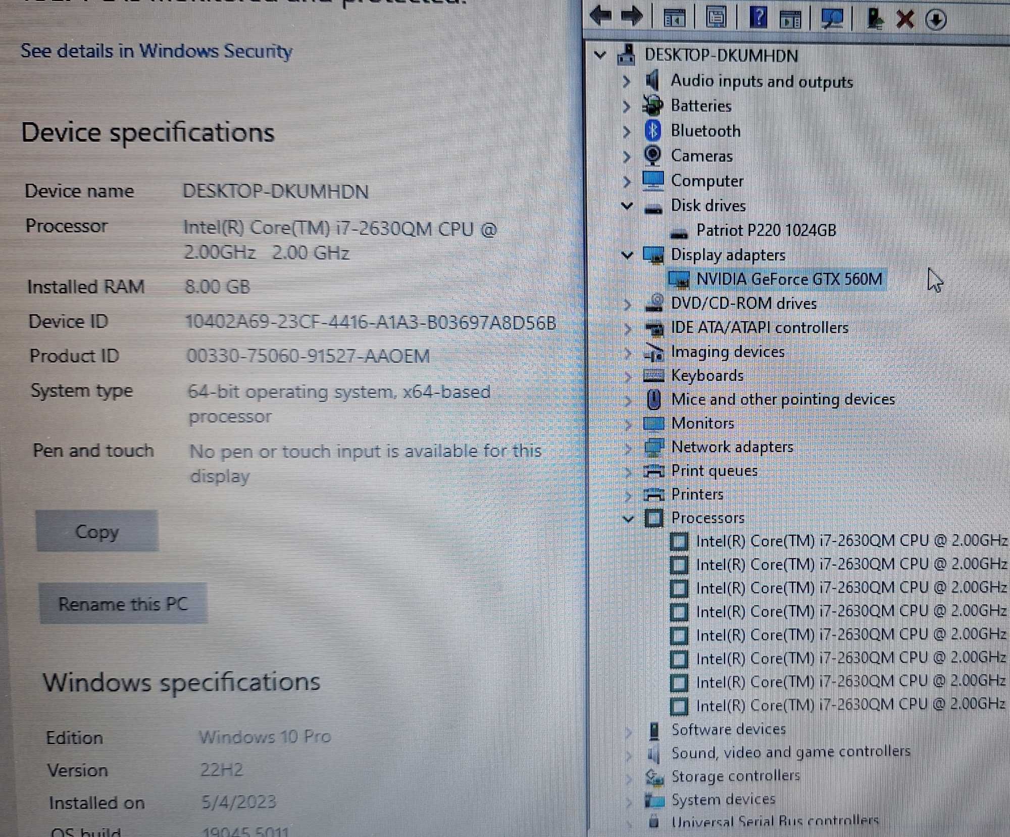 17.3' Asus ROG Core i7-2630QM/8GB/GTX 560 3GB GDDR5/1000GB SSD