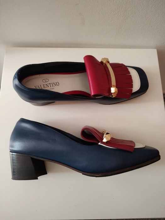 Valentino Garavani  Tricolor Uptown Fringe Pumps елегантни обувки 38 н