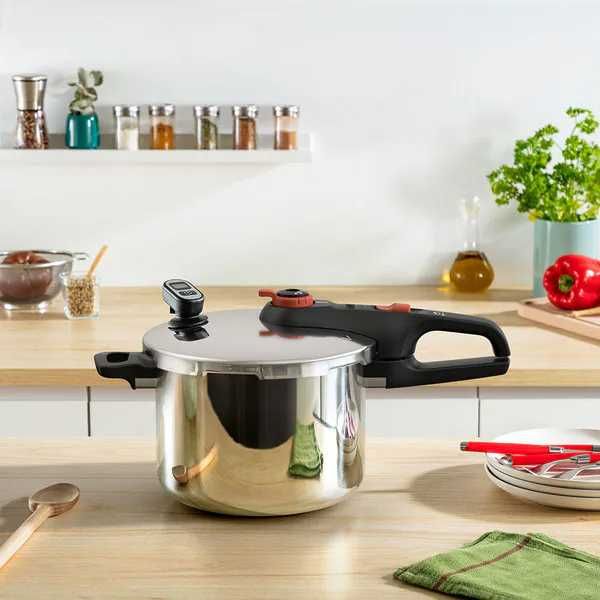 Oala sub presiune Tefal 6l, inox argintie cronometru sigilata in cutie
