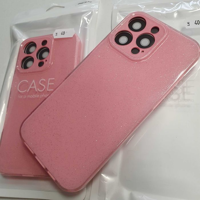 Husa Sclipici iPhone 16 Pro Max - 16 Plus - Protectie Camera - Pink