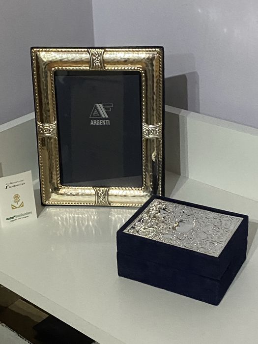 Шкатулка и рамка, серебро, винтаж