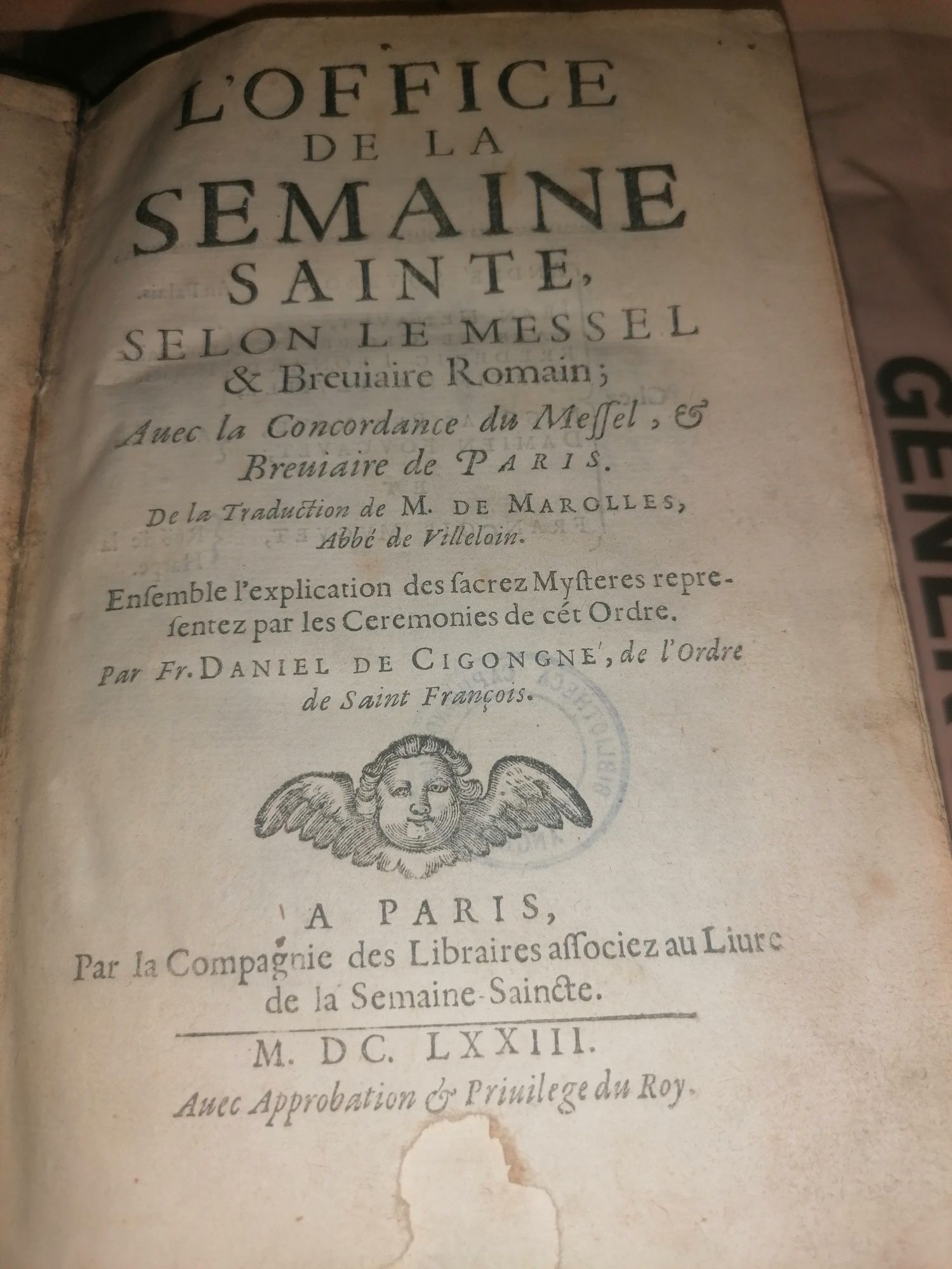 Vând o superba carte din 1673,scrisa în latina și franceza.