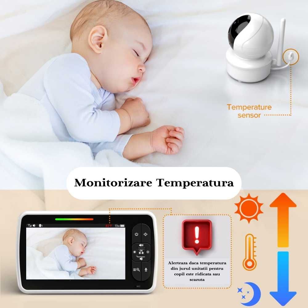 Baby Monitor cu Camera Video-Audio pentru bebelusi Wireless