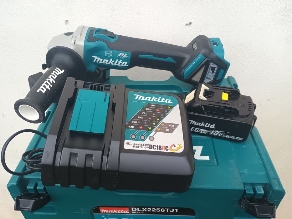 Flex Makita dga513, variator turatie,baterie 6 ah,încărcător,cutie