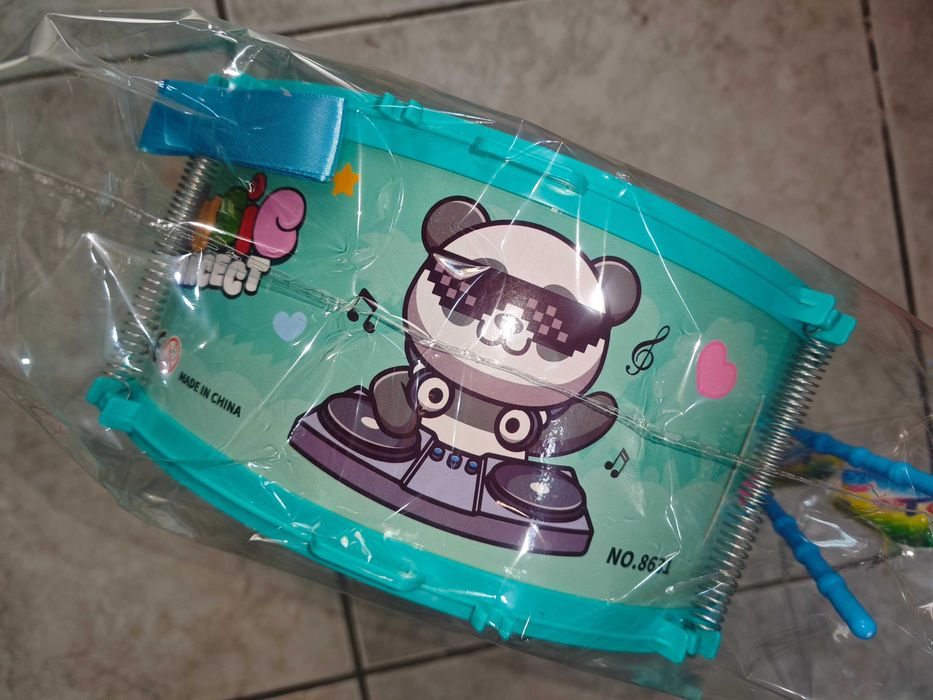 Детски барабан с палки син Ф26 см