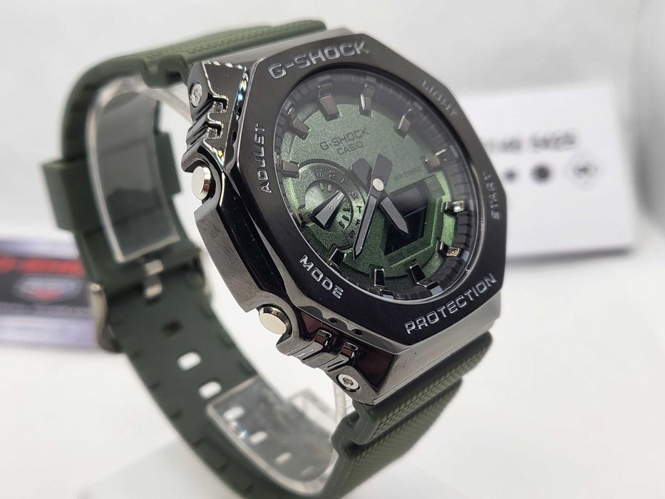 Ceas Casio G shock GM 2100b 3aer, Metal Army Green .Nou, Garantie 2ani