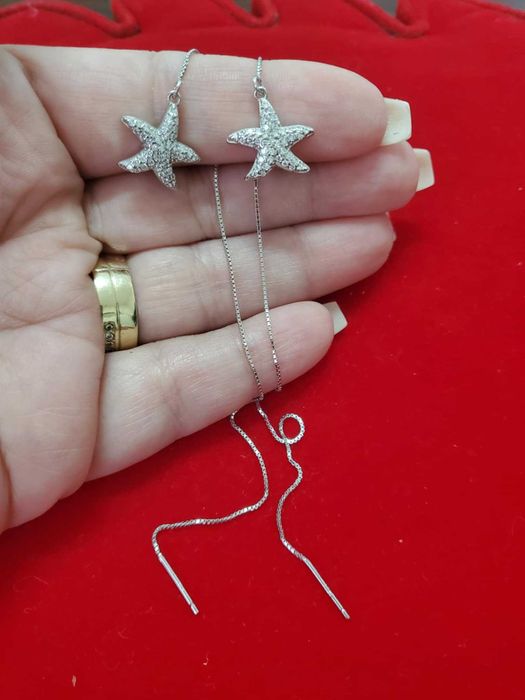 AG21, cercei argint 925,noi/marcati,stelute de mare, zirconii