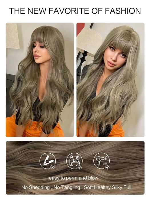 Тъмно руса перука с бретон