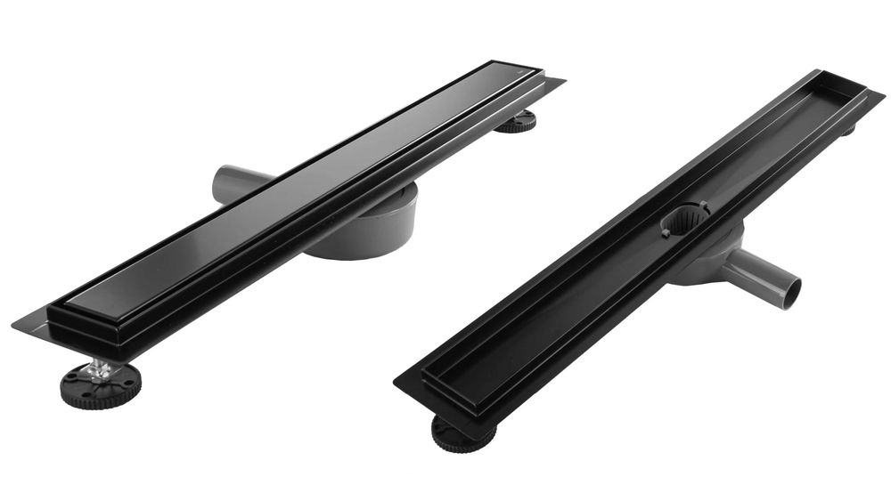 Линеен подов сифон за баня - Черен мат