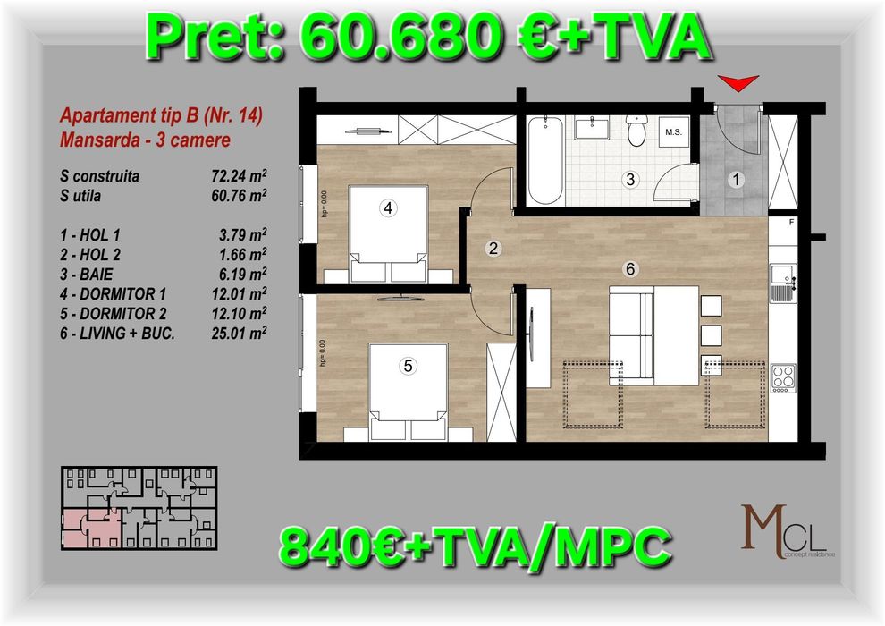 Apartamente cu 3 camere de vinzare