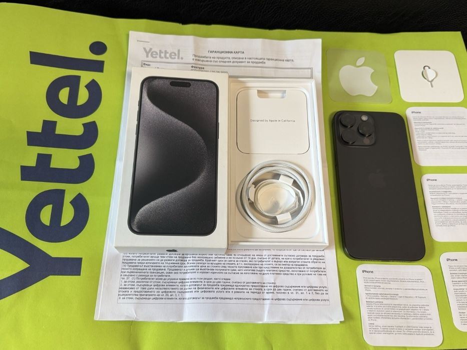 КАТО НОВ 256GB iPhone 15 Pro Max Yettel Гаранция 2026 Black / Черен