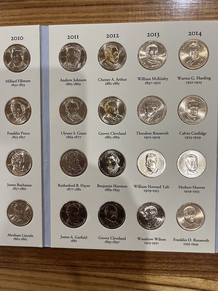 Полный набор президентских долларовых монет