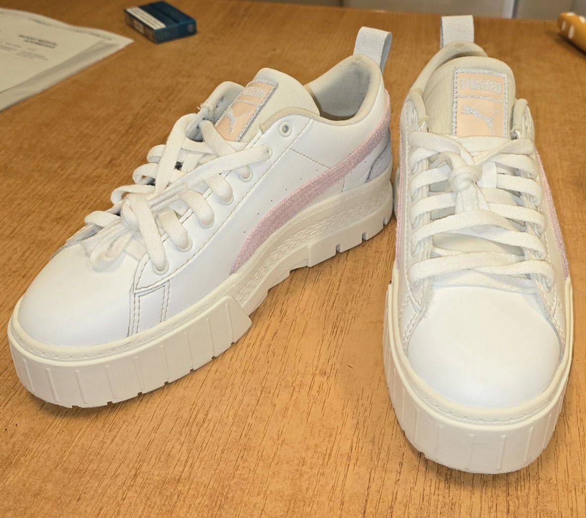 Pantofi sport cu garnituri de piele intoarsa Puma Mayze Thrifted, 38.5