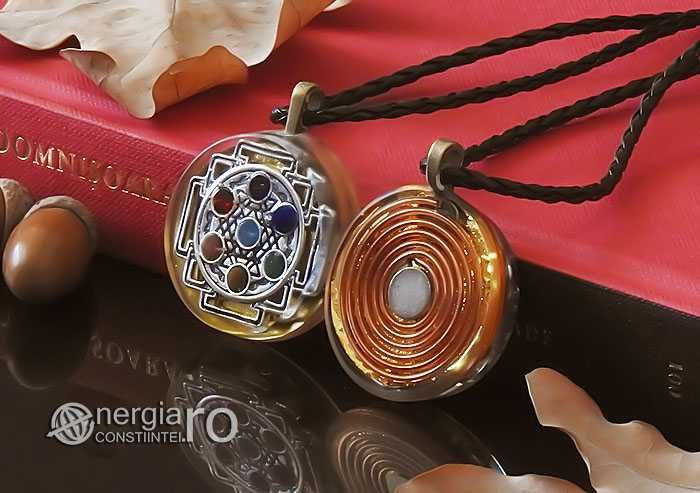 Amuleta Talisman Pandantiv Orgonic Orgon Sri Yantra cu Cristale ORG131