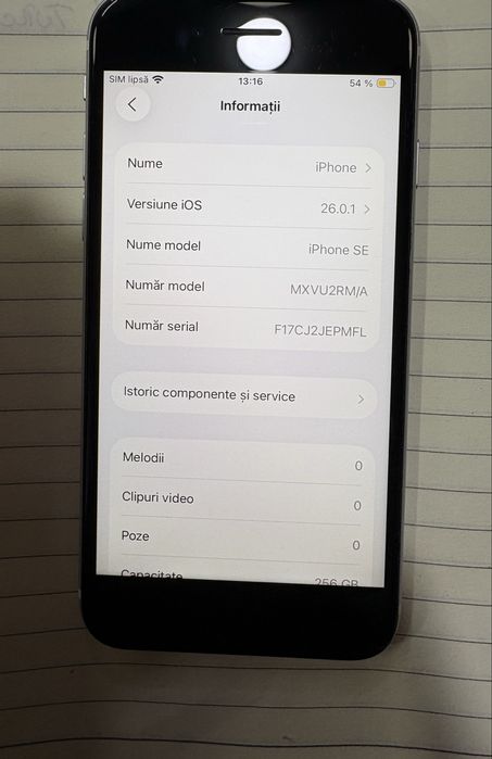 Iphone SE 2020 White 256Gb IOS 26 impecabil