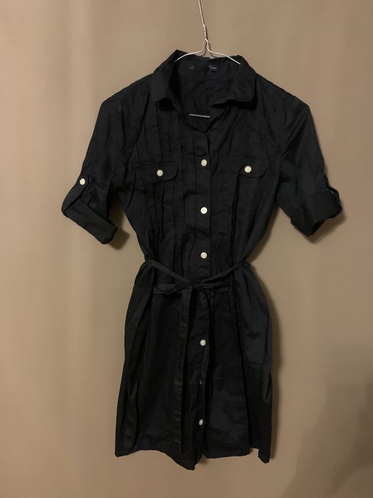 Rochie neagra tip camasa marime XS  cu cordon talie