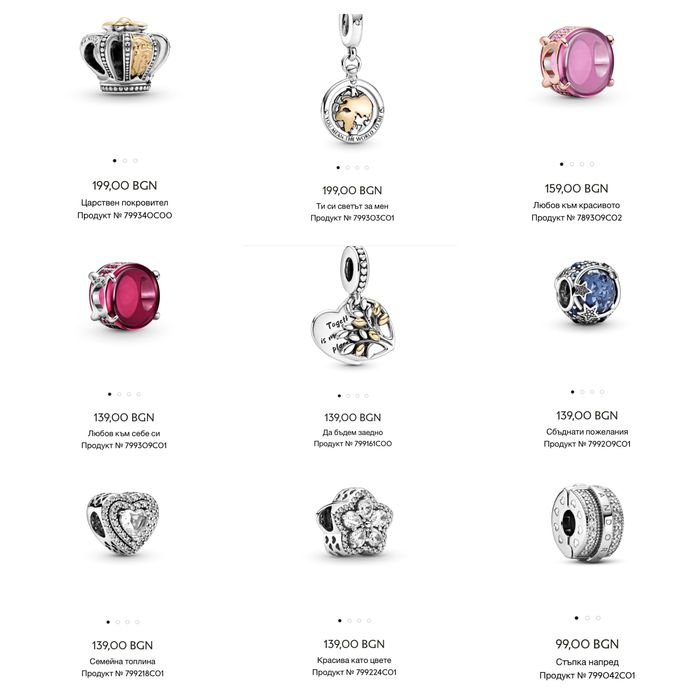 Талисмани Пандора гривни Pandora charms