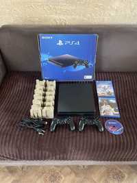 PlayStation 4 Slim 1TB Коробка 2 Геймпада 3 диска игровая приставка ps