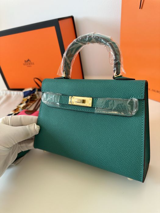 Geanta Hermes Kelly 19cm Turcoaz