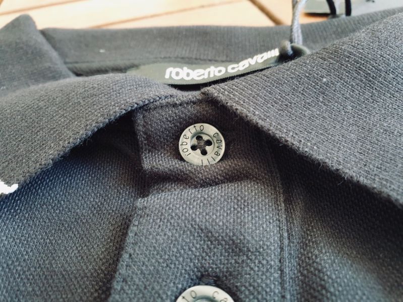 ПРОМО Roberto Cavalli-XL и XXL-Оригинална мъжка черна  тениска с яка