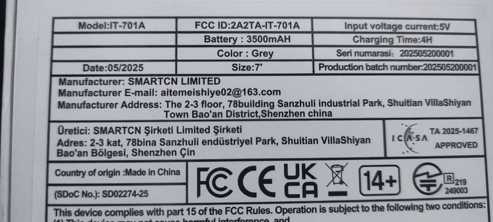 Таблет с андроид система, модел IT-701A