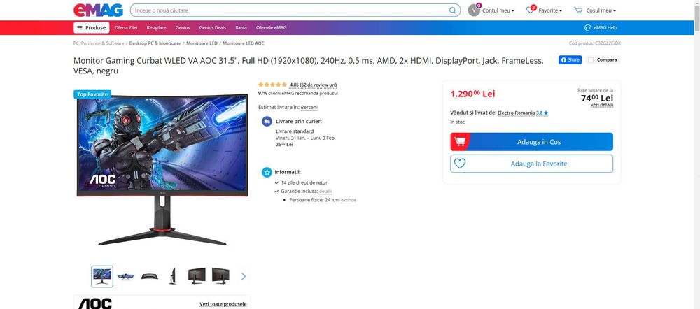 Sistem complet gaming i5-12400F, 16GB DDR4, 512 GB SSD, RTX 3050 6GB