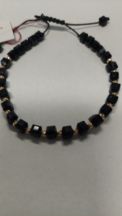 Златна Гривна Черен Конец и Златни Топчета 5,19 гр.