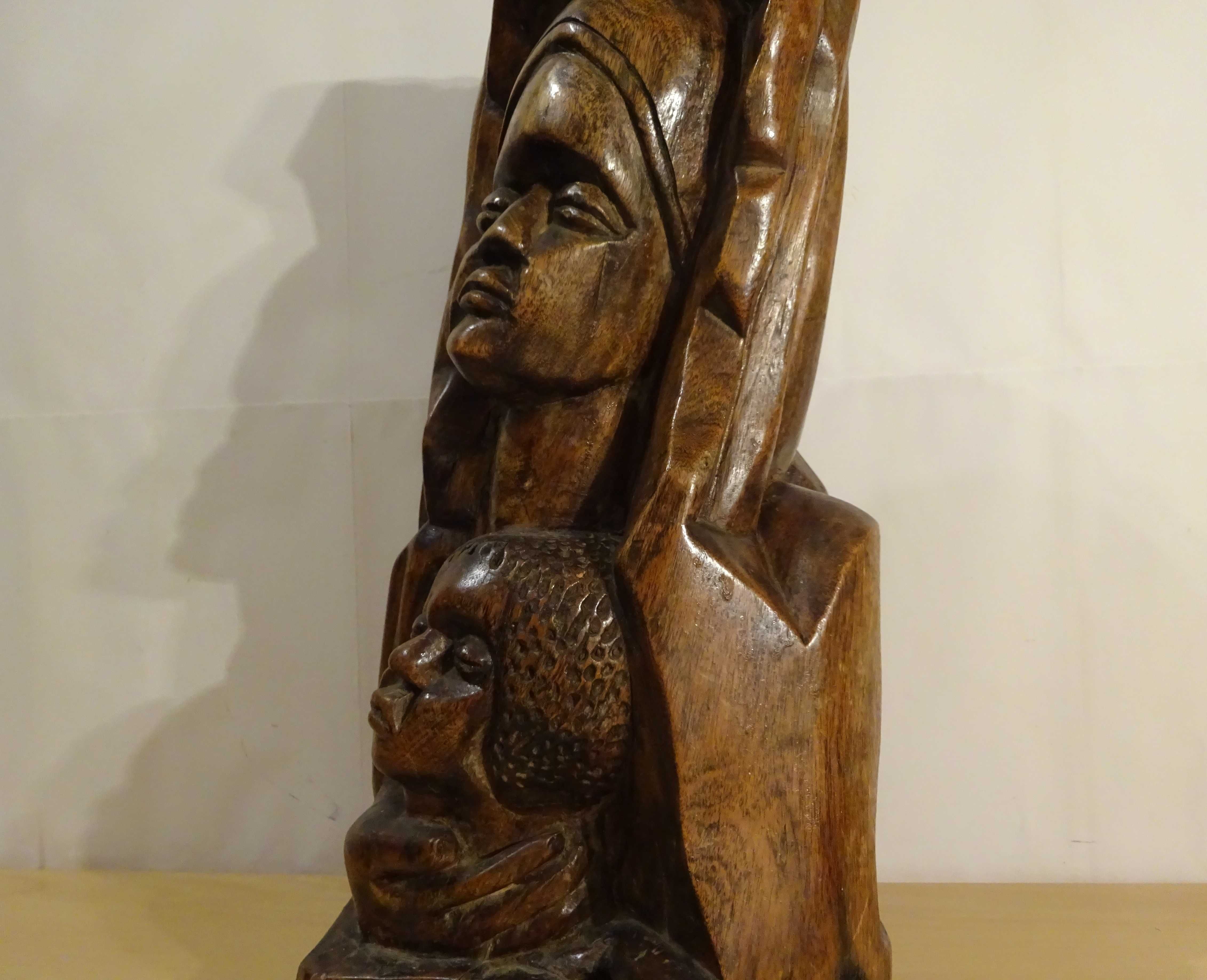 Sculptura in lemn ‘Maica Domnului cu Pruncul’| veche, UNICAT