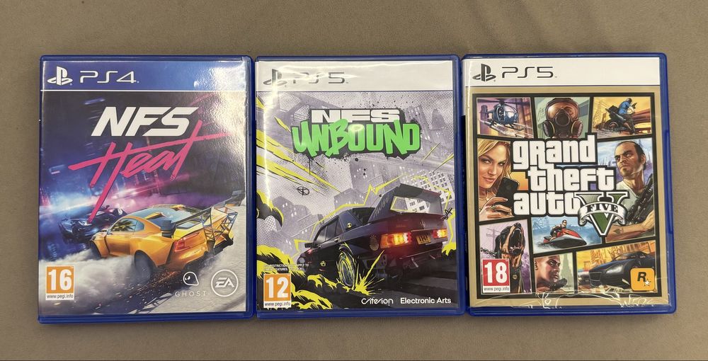 Игры на PS 5  NFS unbound,NFS Heat,GTA 5