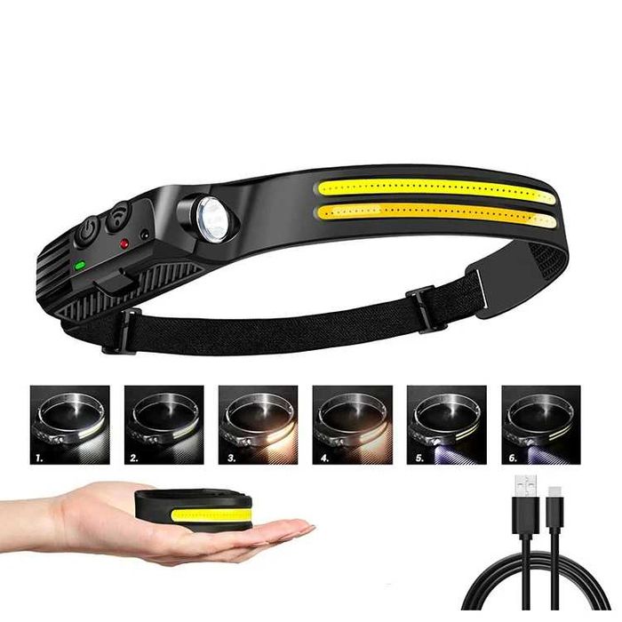Lanterna cap cu benzi 2 culori LED senzor miscare waterproof