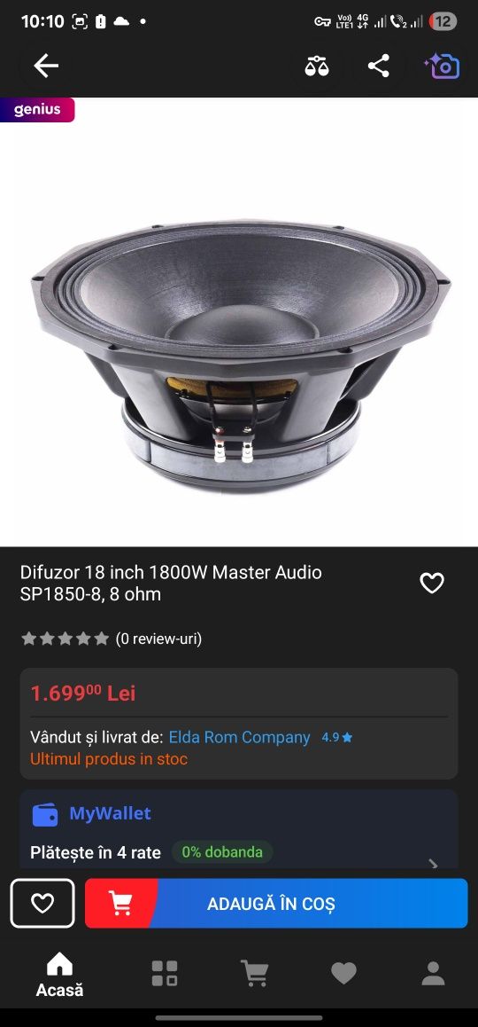 Difuzor Bass 18 inch 3600W RMS nou, la cutie