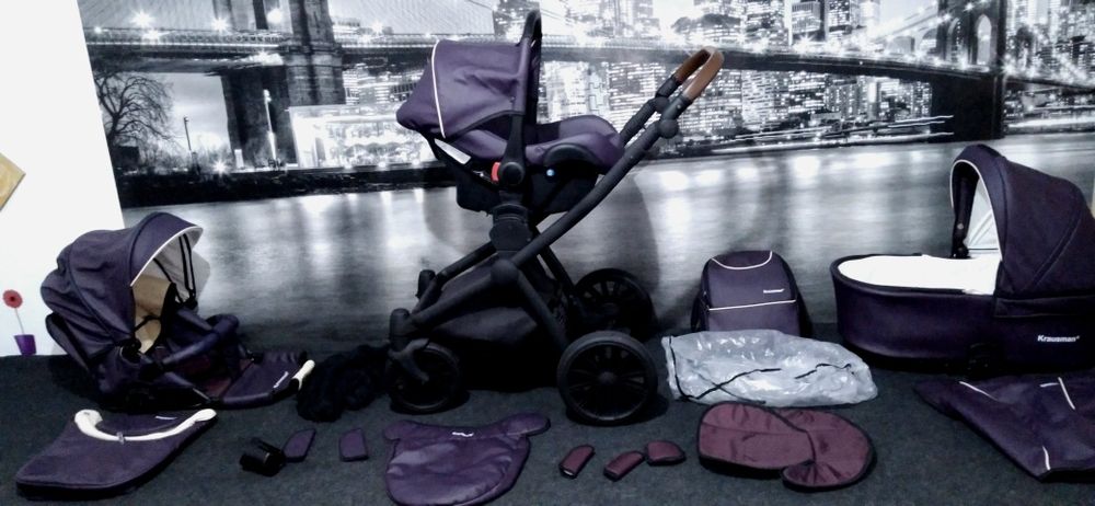 Cărucior/căruț copii 3 în 1 sport+landou+scaun auto.Krausmsn