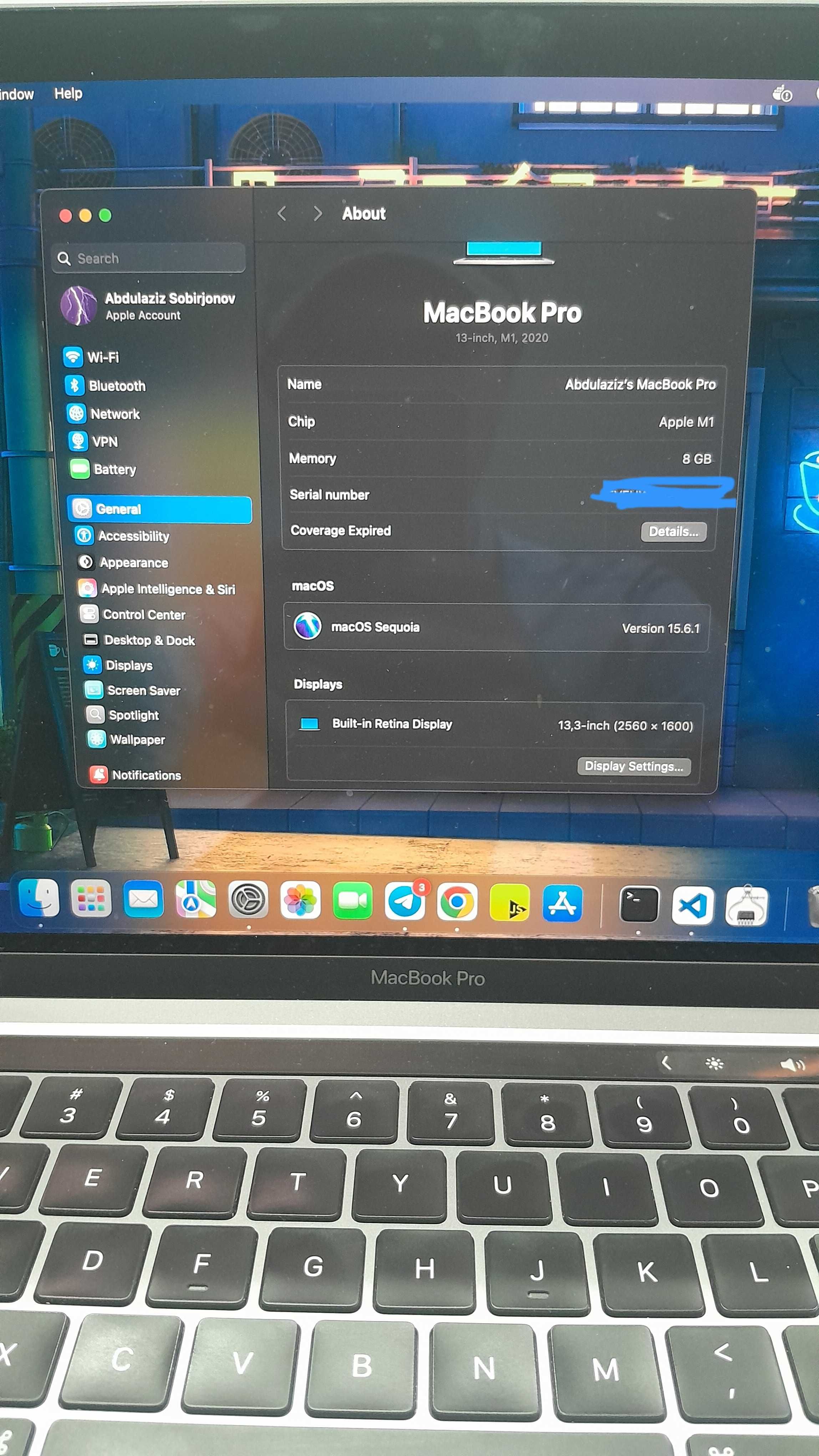 Macbook pro m1  8/256