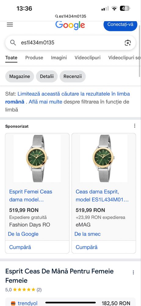 Vand Ceas Esprit , dama
