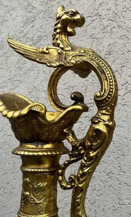 Impozant set-carafe bronz-portelan pictat-maner forma dragon-Franta