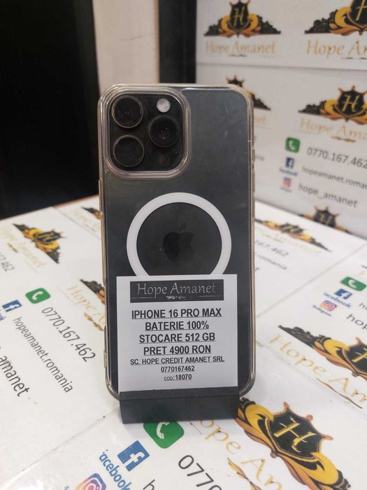 Hope Amanet P12/iPhone 16 PRO MAX/Baterie: 100%